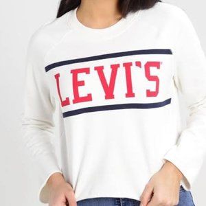 Levi's Cream Red Crewneck Cropped Sweatshirt Sz.Small